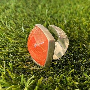 PIANEGONDA RITULATED ORANGE QUARTZ STERLING STEEL RING